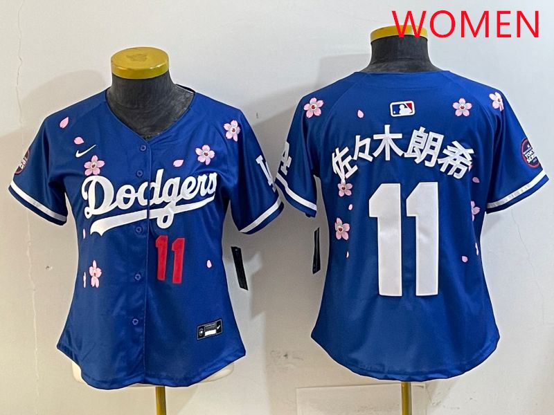 Women Los Angeles Dodgers #11 R.Sasaki Blue Sakura Edition 2025 Nike MLB Jersey style 3->los angeles dodgers->MLB Jersey